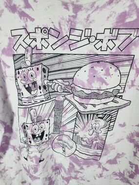 SpongeBob Squarepants Anime White and Purple Graphic Tee